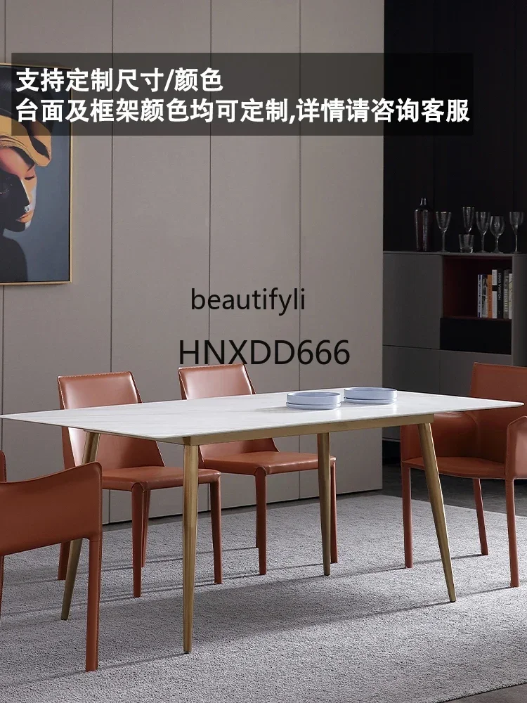 A13 Italian Stone Plate Dining Table Nordic Marble Rectangular Gold Dining Table