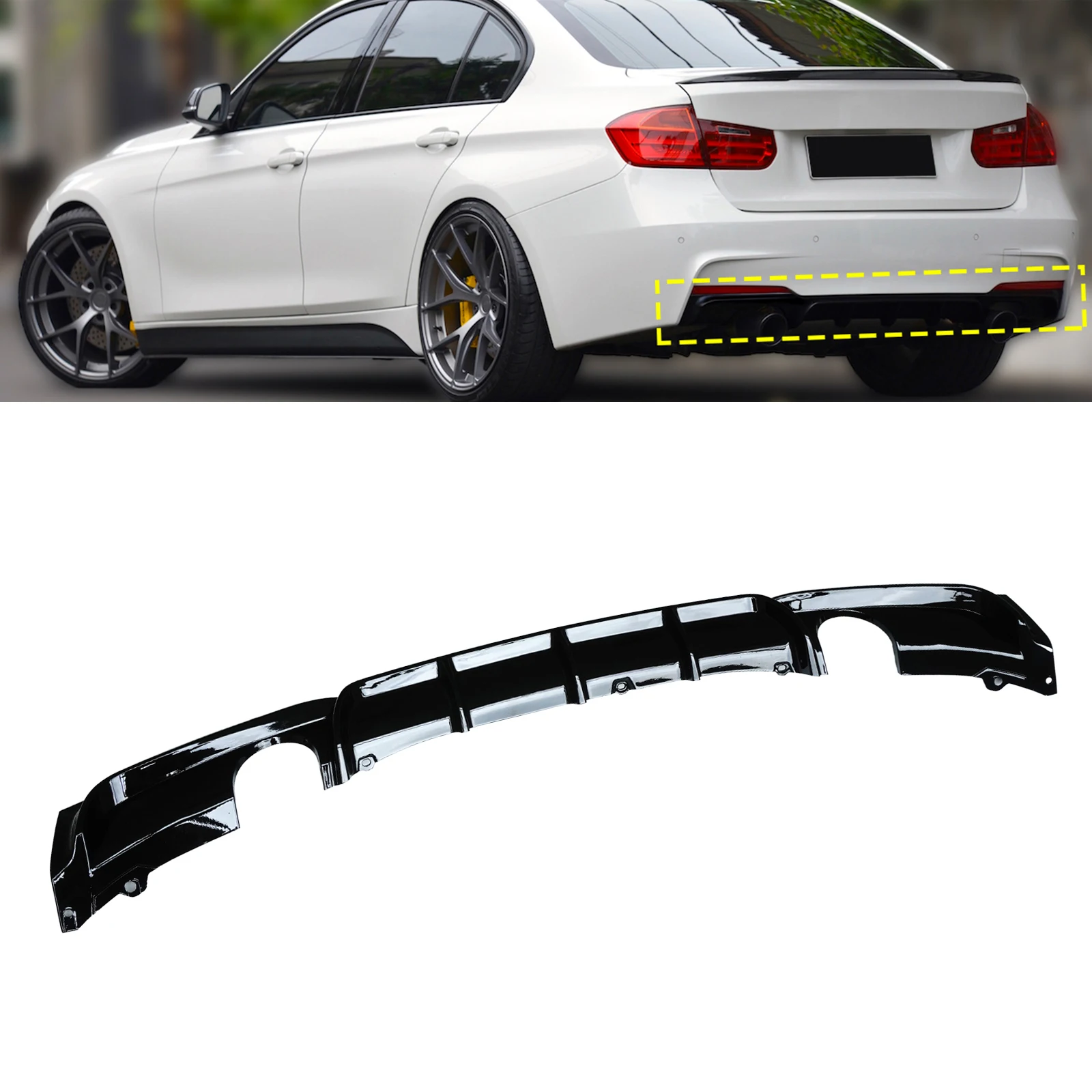 

Gloss Black M Performance Rear Bumper Diffuser For BMW 3 Series F30 F31 M Sport