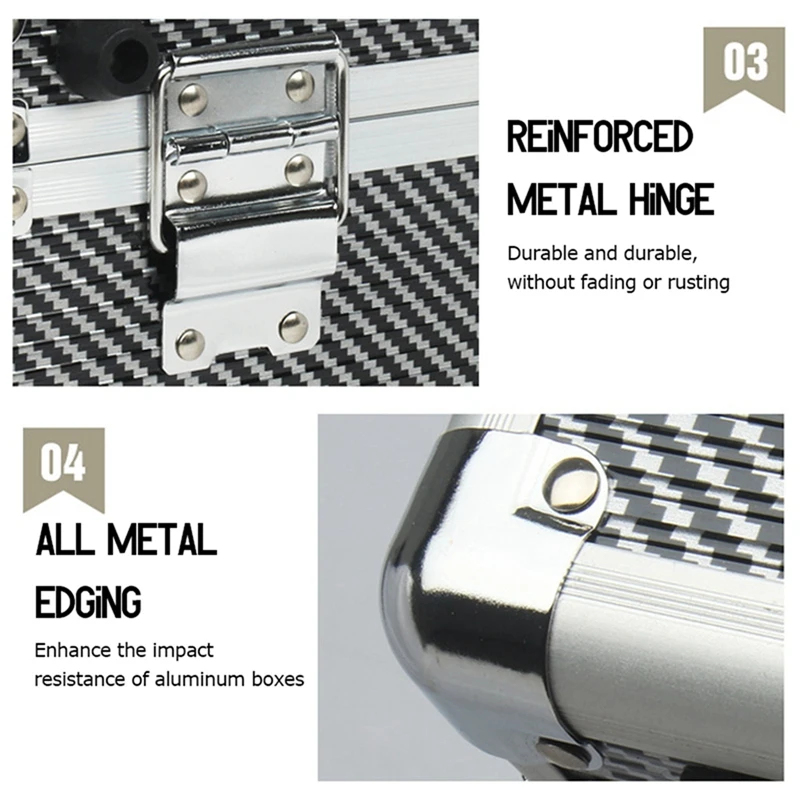 Carbon Fiber Tool Box Aluminum Tool Case Suitcase Equipment Hard Carry Bag Instrument Hard Case Portable Toolbox