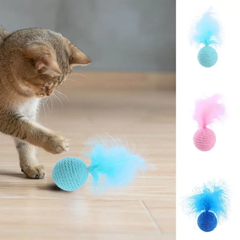 Cat Self-Happy Toy Amusing Cat Ball Sound Catch Feather Pet Exercise Ball Bite Resistant Cat Toys Pet Supplies