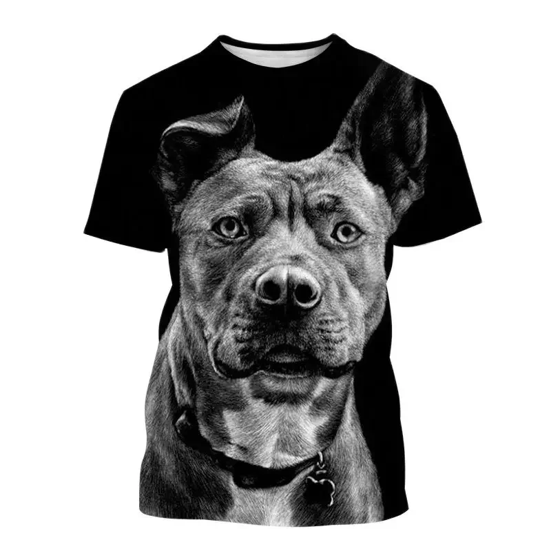 Men's Tshirt Fashion 3d Pitbull Dog Painted Casual T-shirt for Men Short Sleeve Tops 6xl Summer Casual Oversized Men Clothing