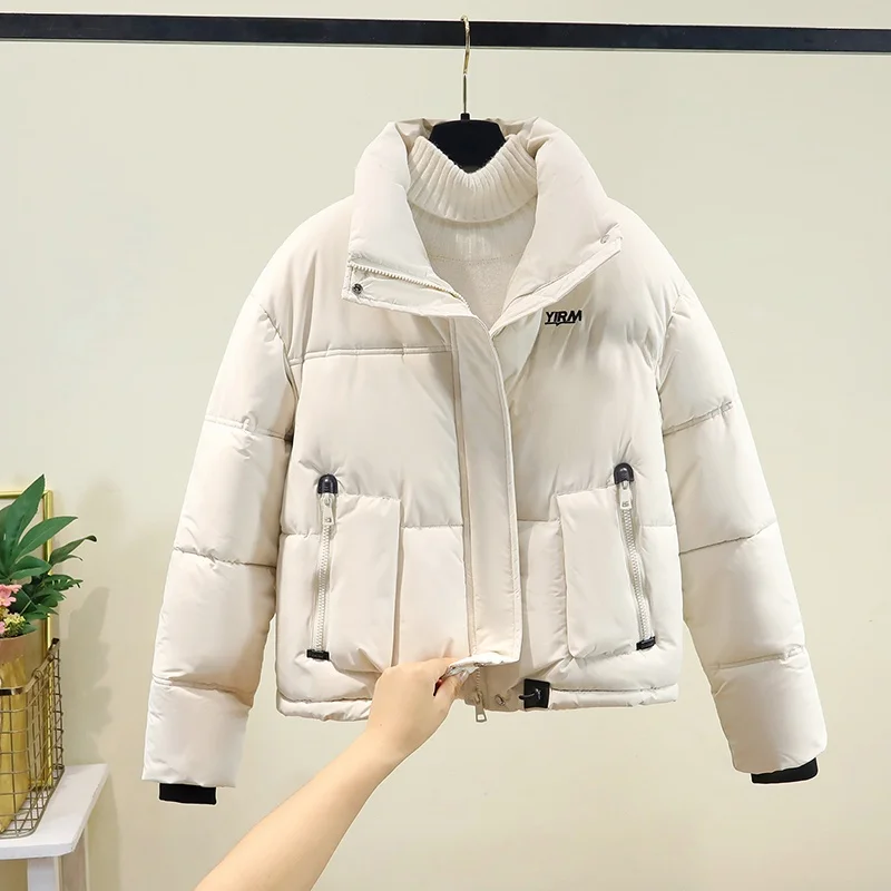 

Теплый хлопковый тюнет, женское модное пальто с воротником-стойкой, корейское пальто с прямой трубкой, длинная свевая молния