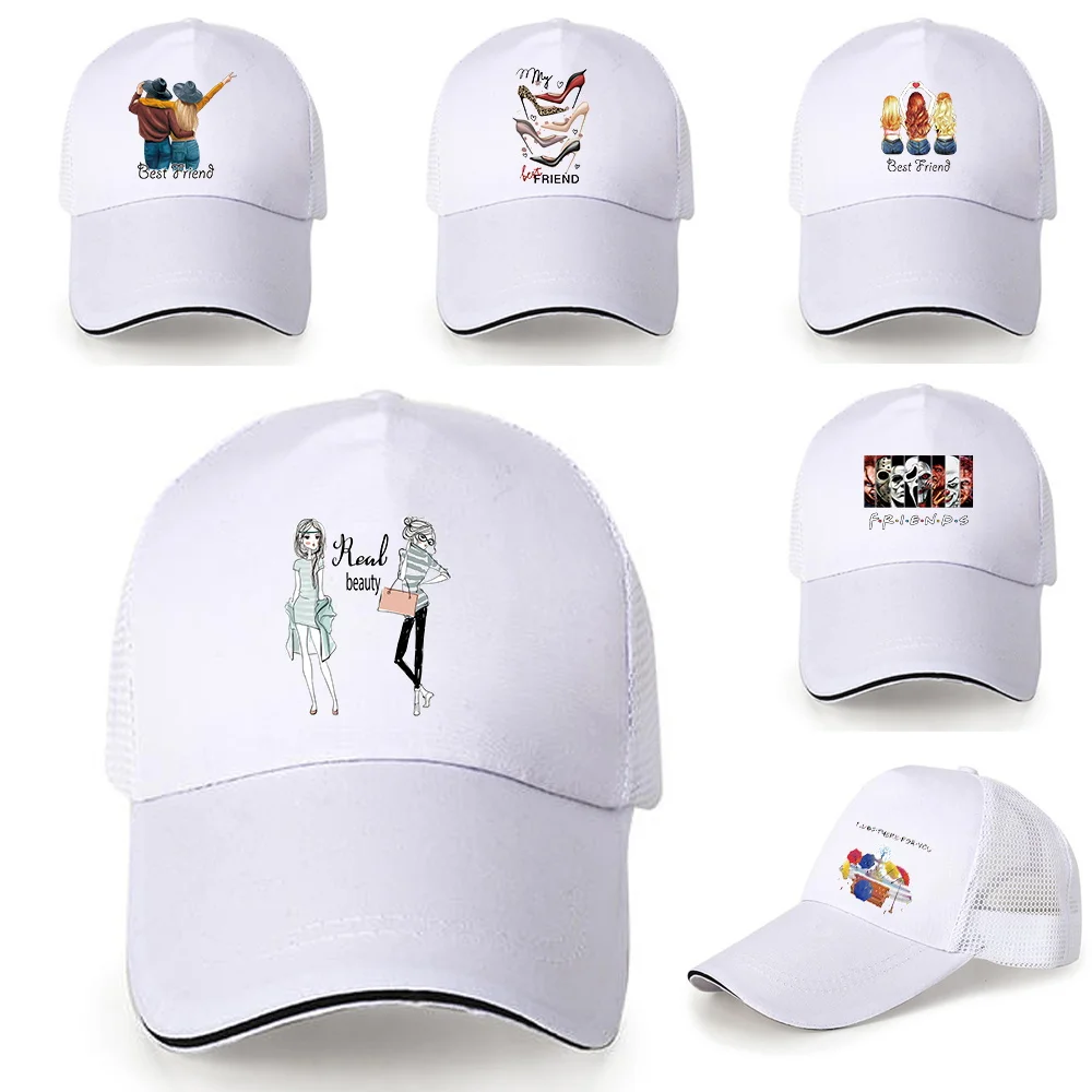 

1 PCS Unisex Cap Friends Print Plain Mesh Baseball Cap Adjustable Snapback Hats Women Men Hip Hop Trucker Cap Streetwear Dad Hat