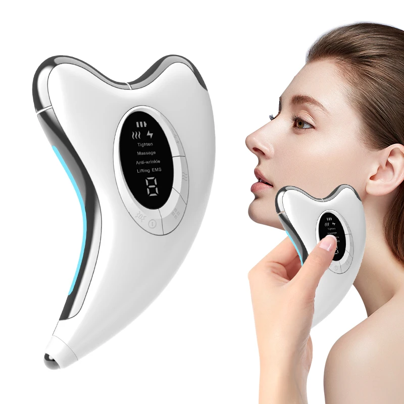 Electric Guasha Scraper Board Microcurrent Face Massager Wrinkle Face Lift Device Gua Sha Plate Facial Lifting Firming Skin Care