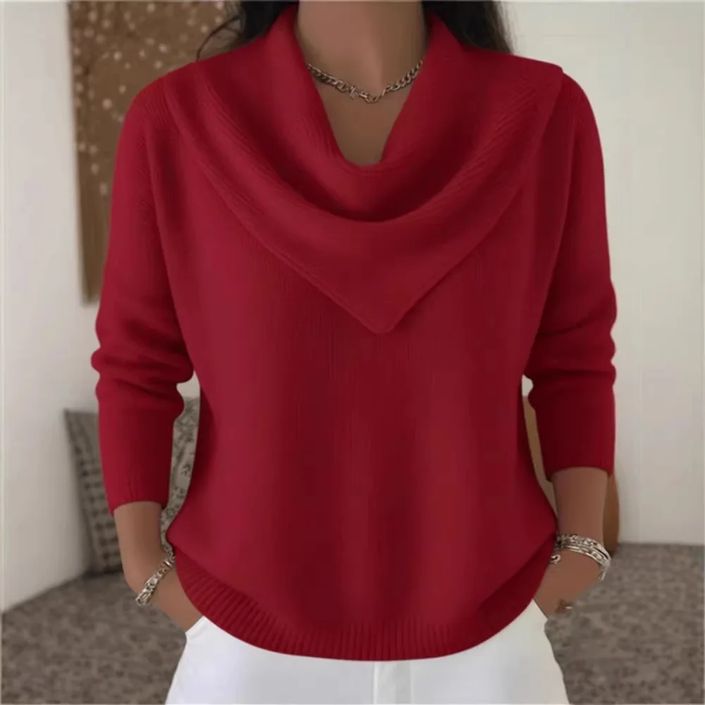 

Women's tops T-shirt fashionable V-neck waffle spring, autumn and winter new solid color pullover loose top