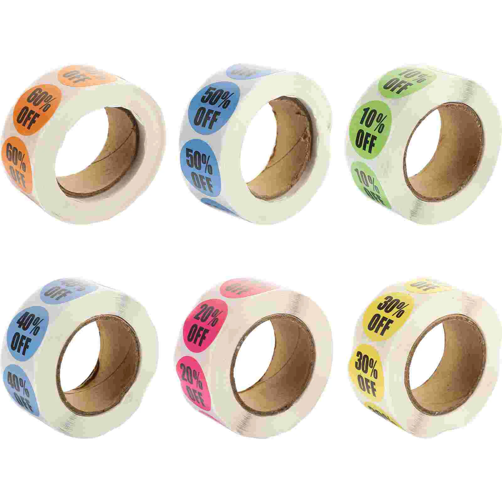 6 Rolls Labels Discount Stickers Retail Sale Price for Small Business Yard Paper Supermarket Signs Store