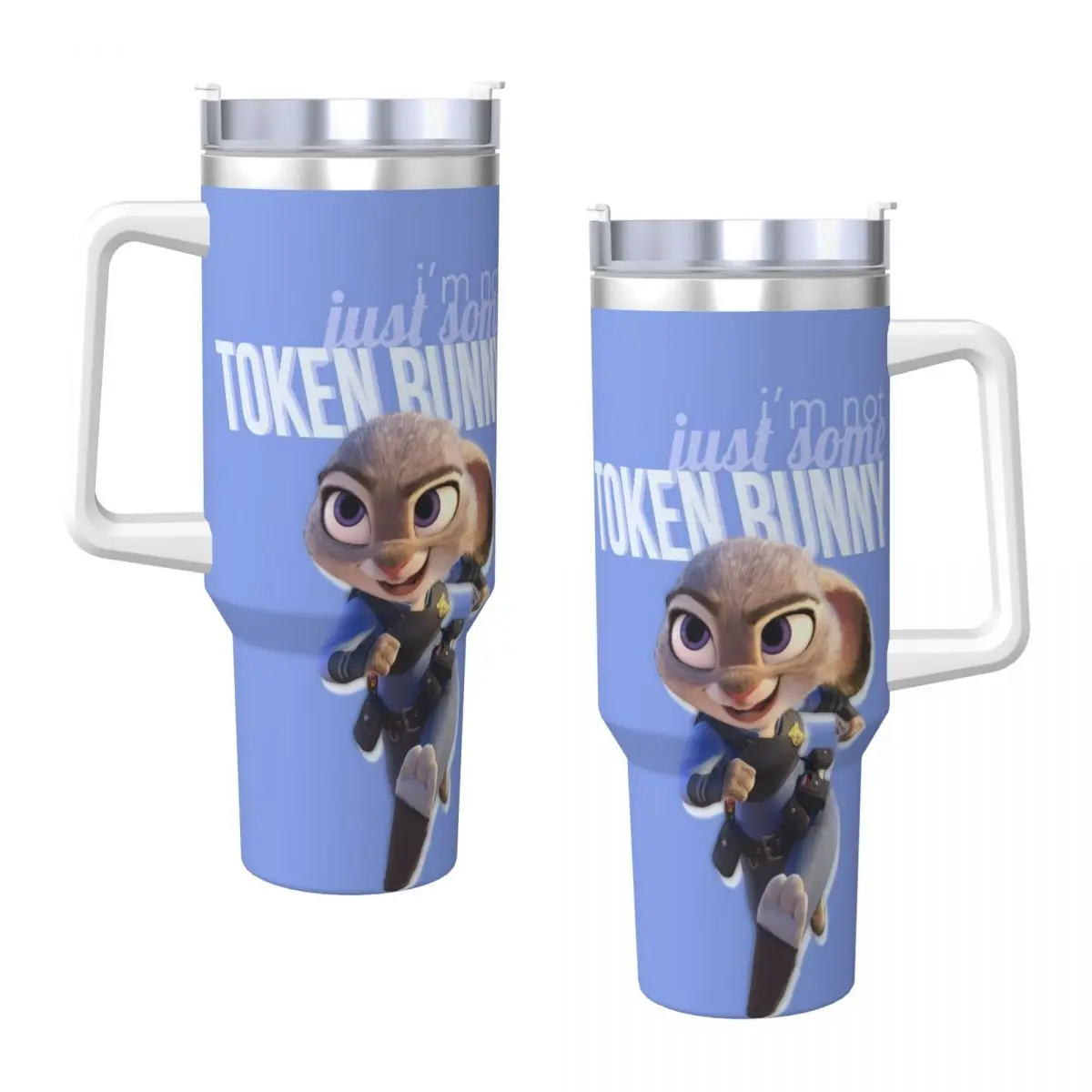 Stainless Steel Tumbler Cartoon Zootopia Print Mugs Cup With Straws Travel Cold Drink Water Bottle Heat 40oz Thermal Cups