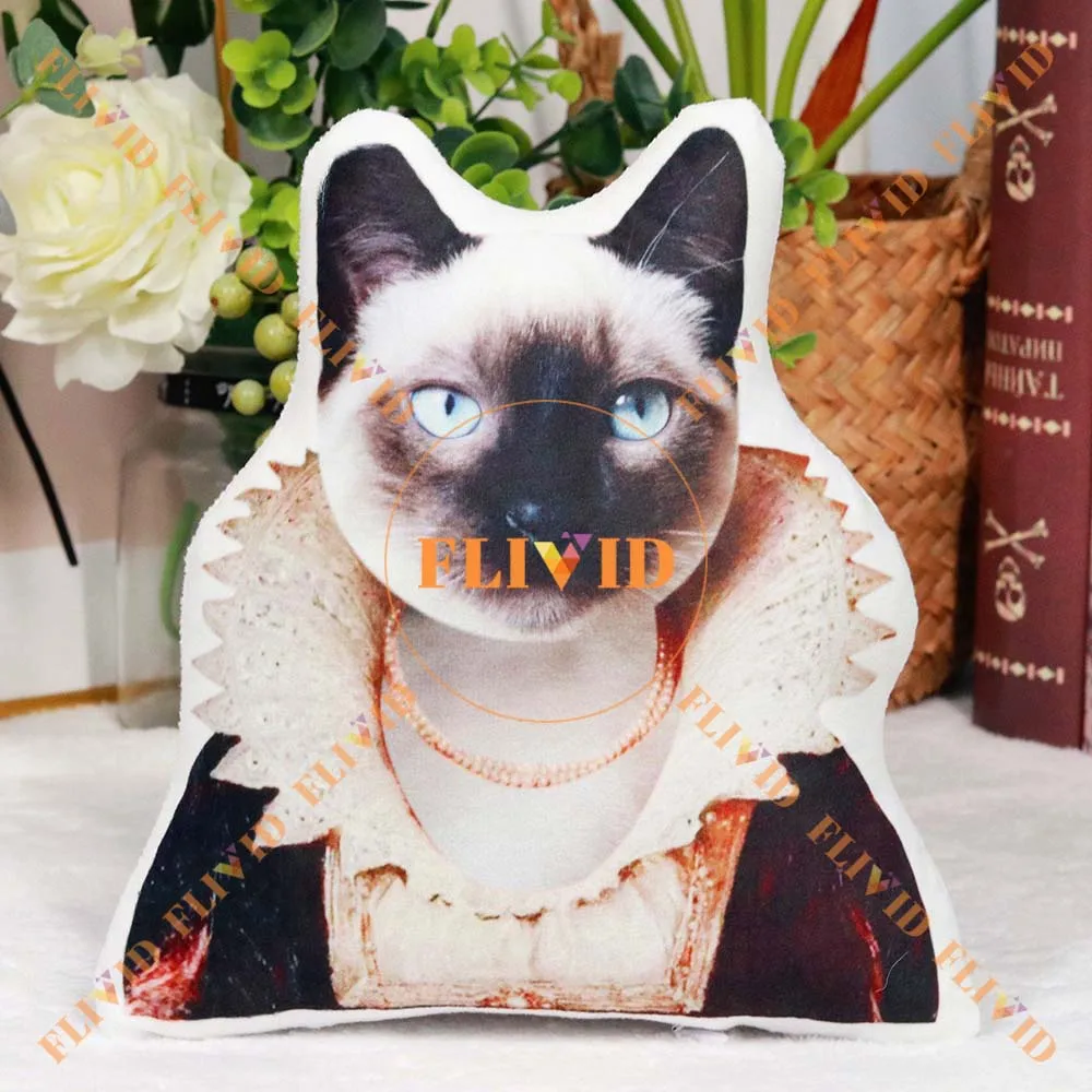 Custom3D Pet Cat Head Portrait Pillow,Funny Vintage Dog Head Pillow,Personalized Pillow,Pet Loss Memorial Gift,Pet Lover Gift