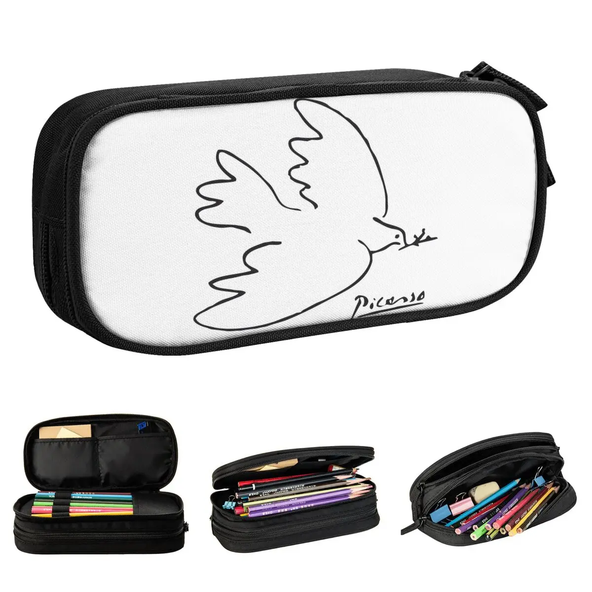 Picasso Peace Dove Pencil Case Surrealism Art Pen Bag Girl Boy Big Capacity Office Gifts Pencilcases