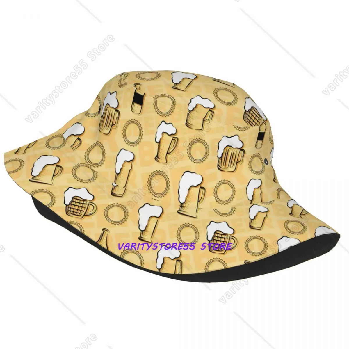 Summer Beach Hatwear Beer Pattern Alcohol Stuff Bucket Hat Hip Hop Women Hot Sun Hats Panama Hat Lightweight Fishing Cap Outdoor