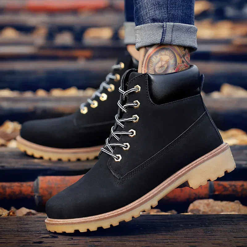 2024 botas para Hombre, nuevos zapatos De montar, botas altas informales De nieve para Hombre, botas occidentales De moda, zapatos De alta calidad, Zapatillas De Hombre