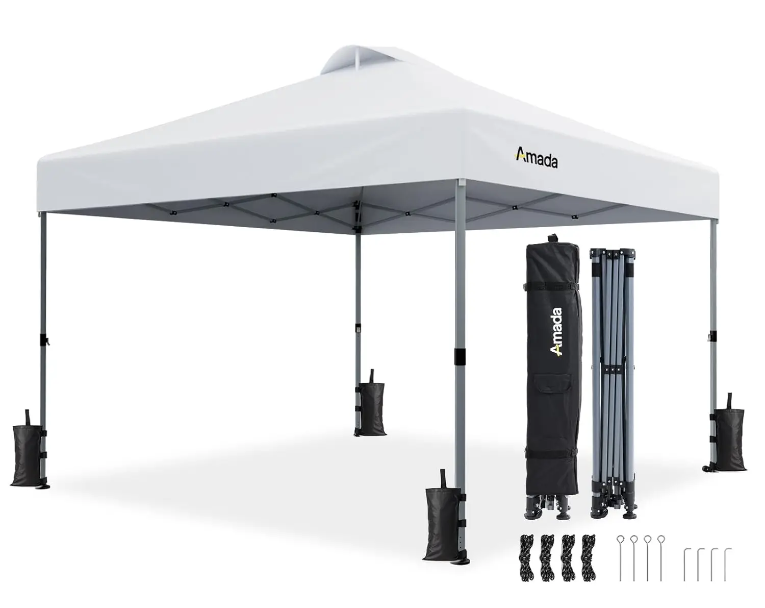 

Amada 10x10 Pop Up Canopy - Center Lock One Push Instant Setup Wheeled Gazebo Outdoor Canopy Beach Tent with, Customized