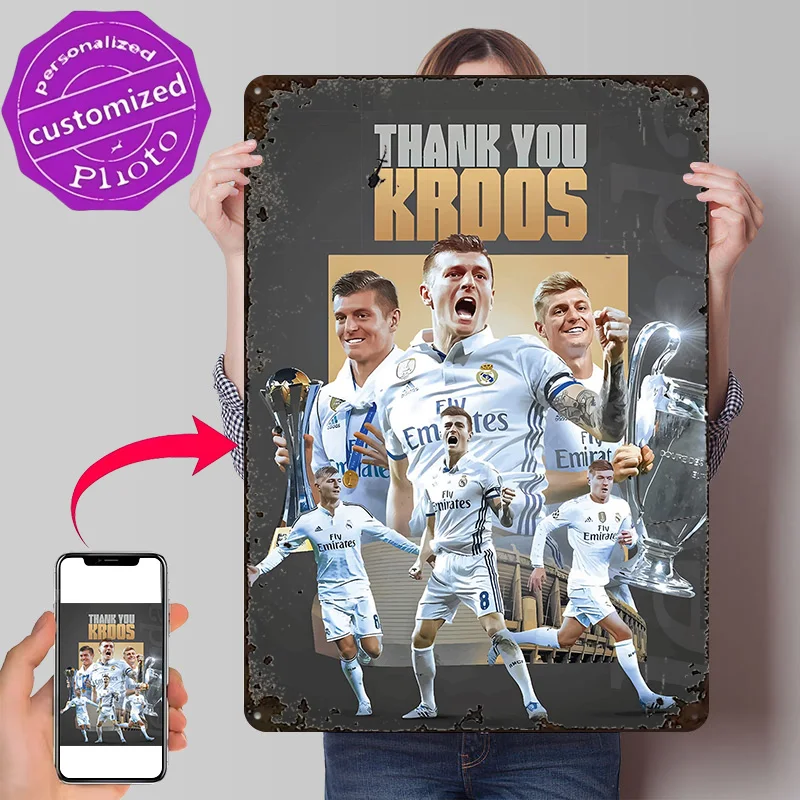 Toni Kroos 3D Printed Texture Poster Personalized Wall Art Retro Metal Tin Signs for Home Decor Room Accessories House Wand Deko