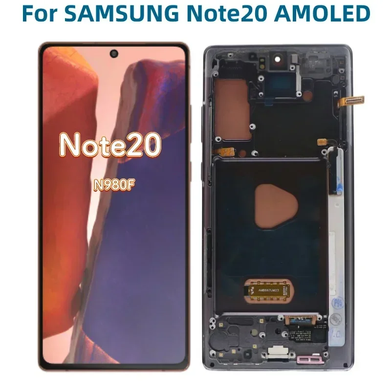 AMOLED Display for Samsung Galaxy NOTE20 SM-N980F N980F/DS Lcd Display Digital Touch Screen with Frame Assembly Replacement Part