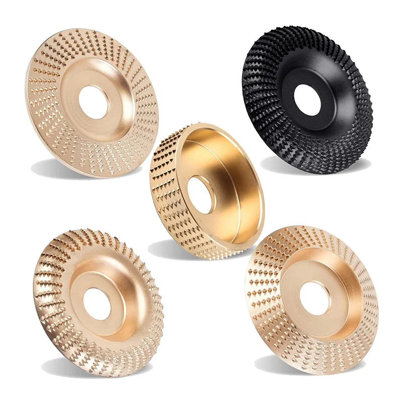 5PCS Angle Grinder Wood Carving Disc Set, 4 and 4 1/2 Angle Grinder Attachments with 5/8 Inch Arbor, Stump Grinder Tool