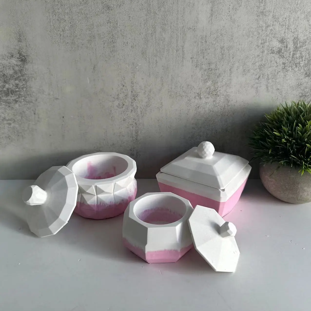 DIY Octagonal Square Candle Cup Silicone Mold With Cover Storage Box Gypsum Mold Drop Glue Mold