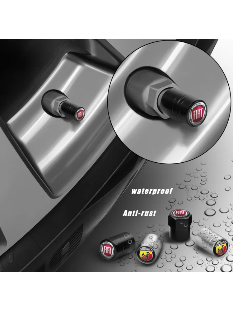 Bouchons de Valve de pneu de voiture en aluminium, 4 pièces, couvercles de tige anti-fuite pour Fiat Abarth 595 Abarth 500 abarth 124 spider