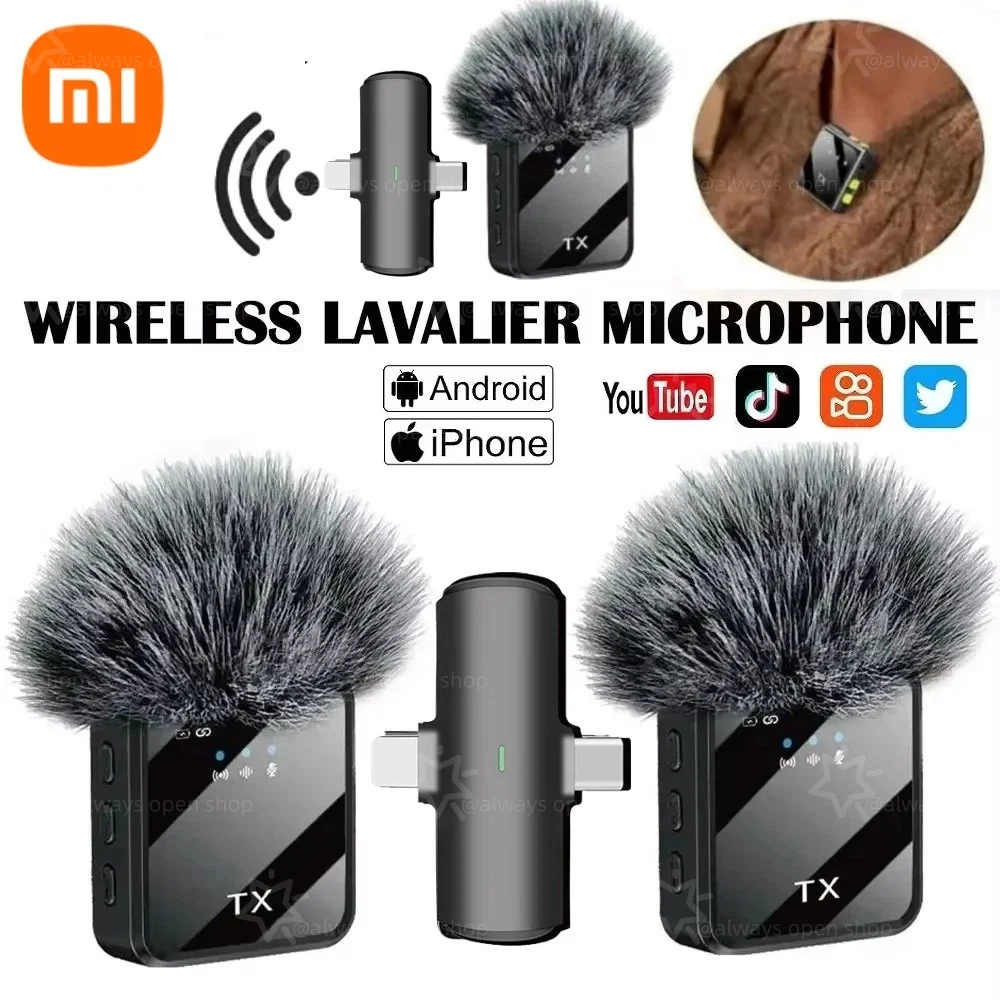 

XiaoMi Wireless Microphone Noise Cancelling Mini For Apple Android Charging Portable Podcast Noise Cancelling Clip On Microphone