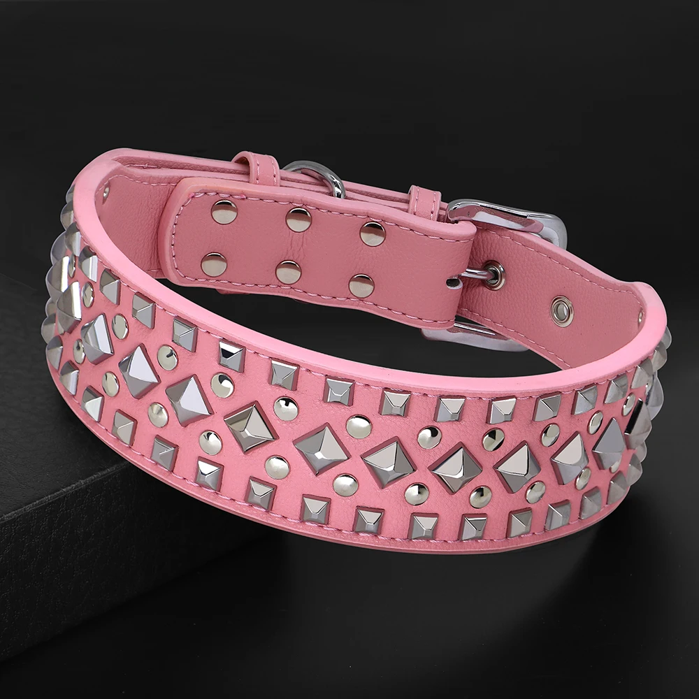 Cool Spiked Studded Dog Collar Soft Leather Pet Collars Pitbull Bulldog Medium Large Dogs Collars Necklace Pitbull Bulldog