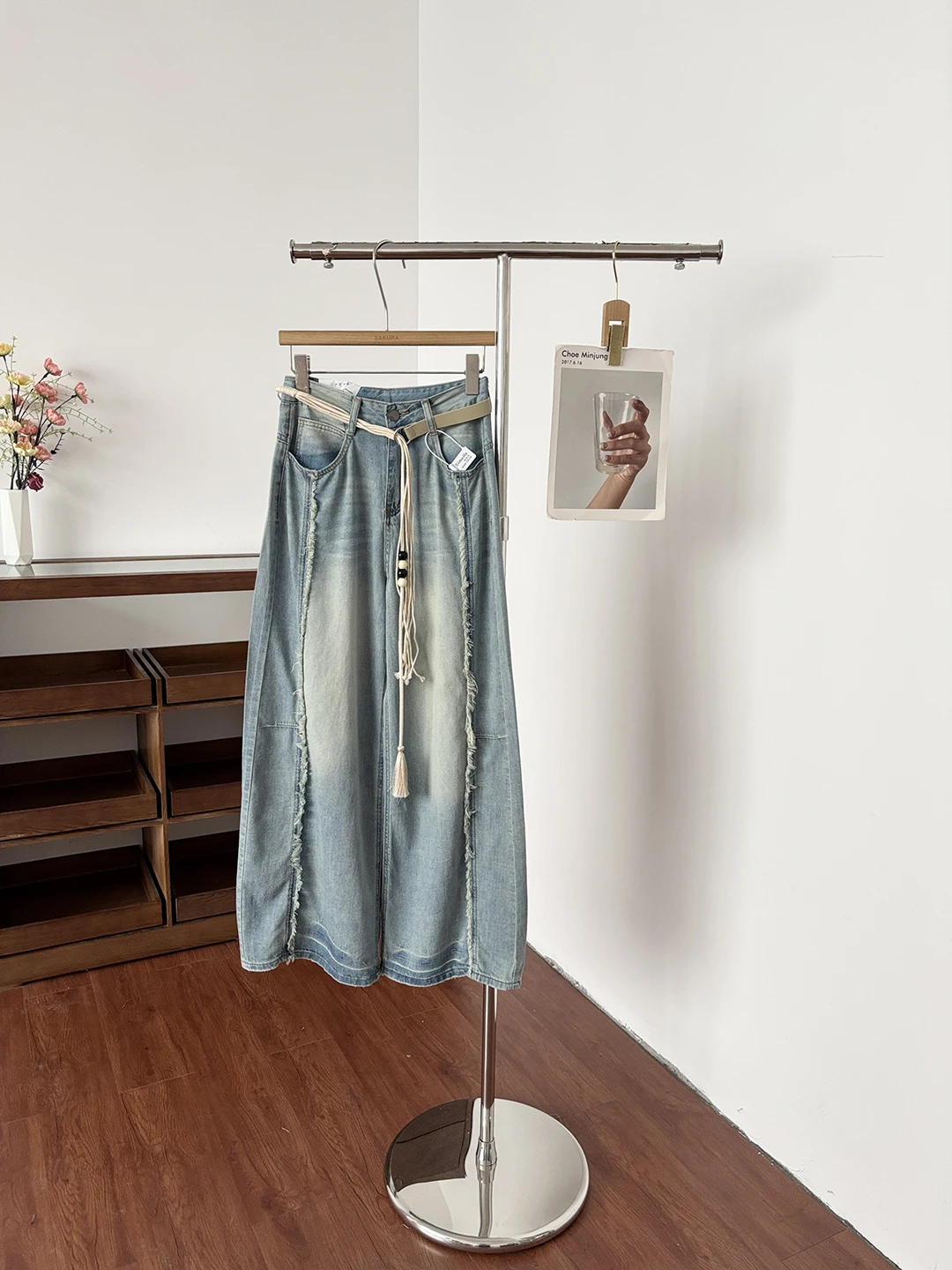 

Retro American Design High Waist Distressed Wide Leg Jeans Women's Spring Summer New Style Slimming Frayed Denim Pants