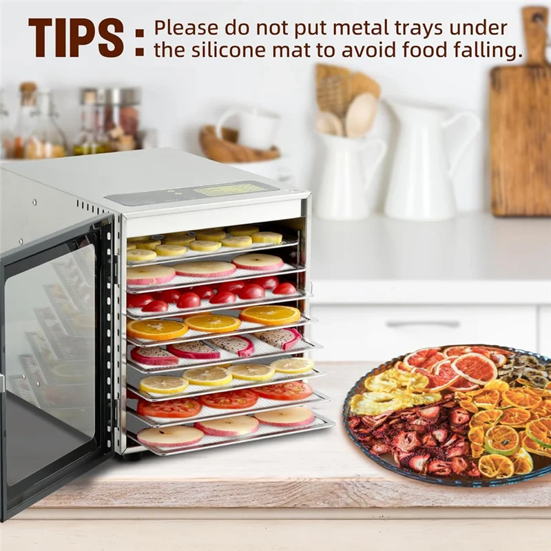 ノンスティックフルーツレザートレイ、メッシュ脱水トレイ、シリコン脱水シート15枚パック、乾燥肉用-B91B