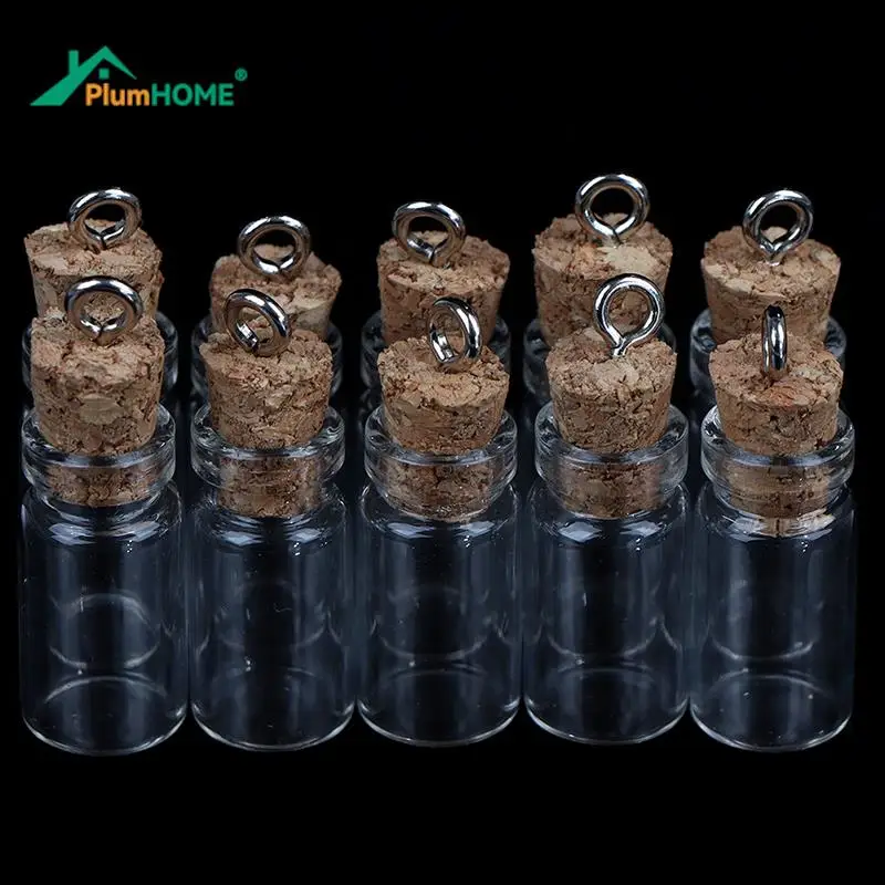 

10Pcs Mini Glass Bottles Small Vials Cork Glass Jars Multi Usage Cork Wish Glass New