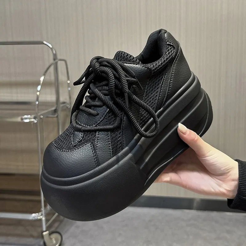 New Super Stylish Campus-style Shoes 9cm High Good-looking Simple Solid-color Versatile 2026 Fashion Breathable Casual Sneakers
