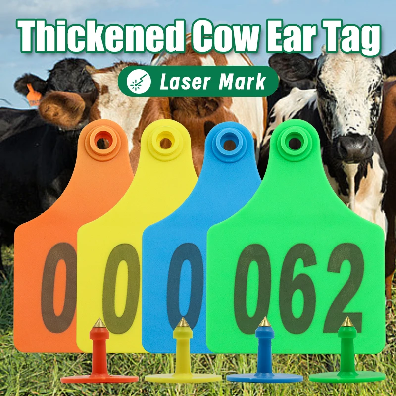 100 Uds ganado vaca ganado engrosado oreja etiqueta signo con palabra escribir cabeza de cobre pendientes tarjeta de identificación de animales de granja 001-100
