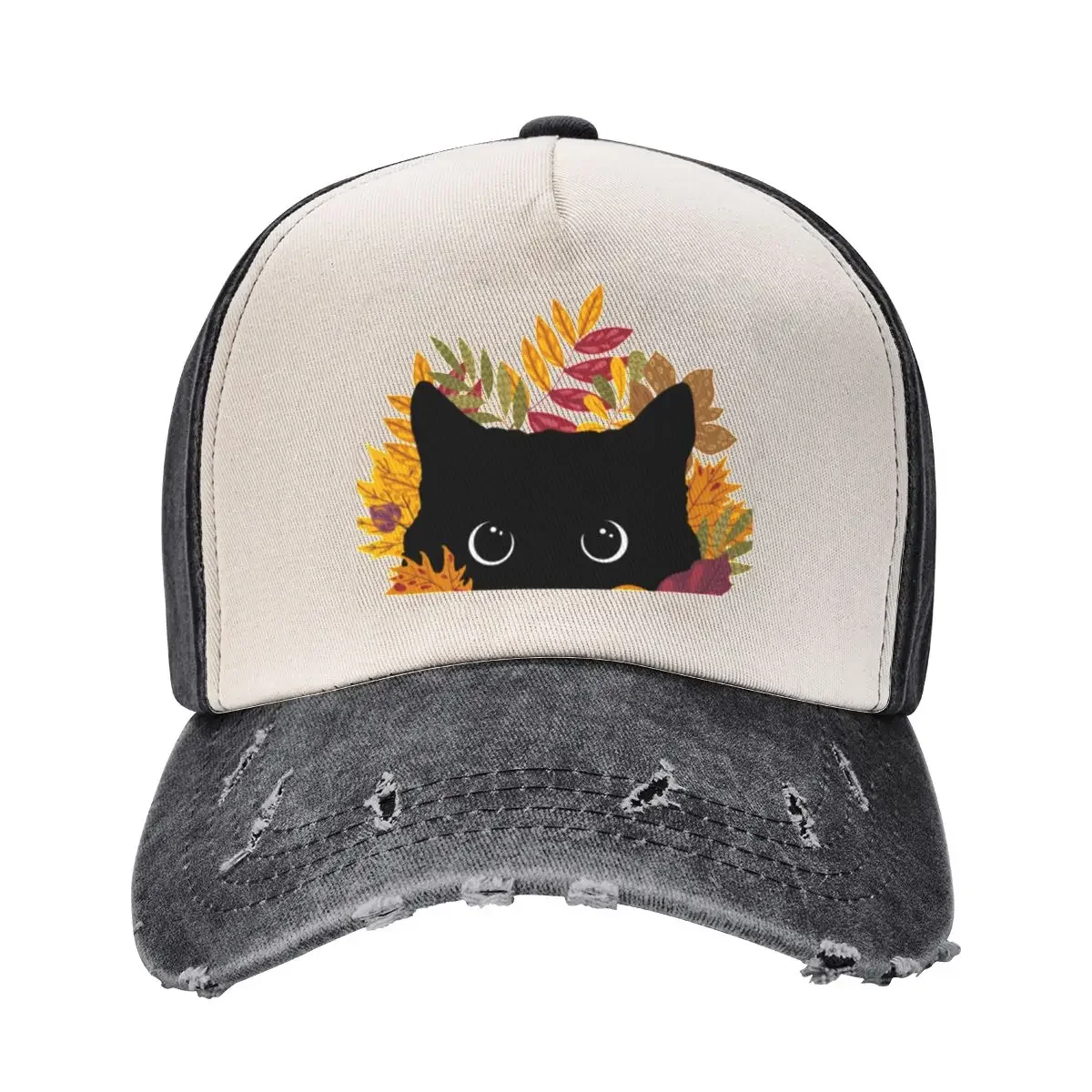 Black Cat Peeking Spying Autumn Fall Baseball Cap Anime Hat cute Golf Men's Luxury Women's