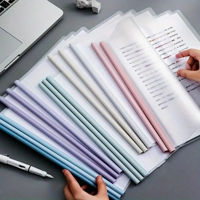 

10pcs Morandi Pull Rod Strong Clip Office Data File Folder Test Paper Filing Stationery Book Cover Holder