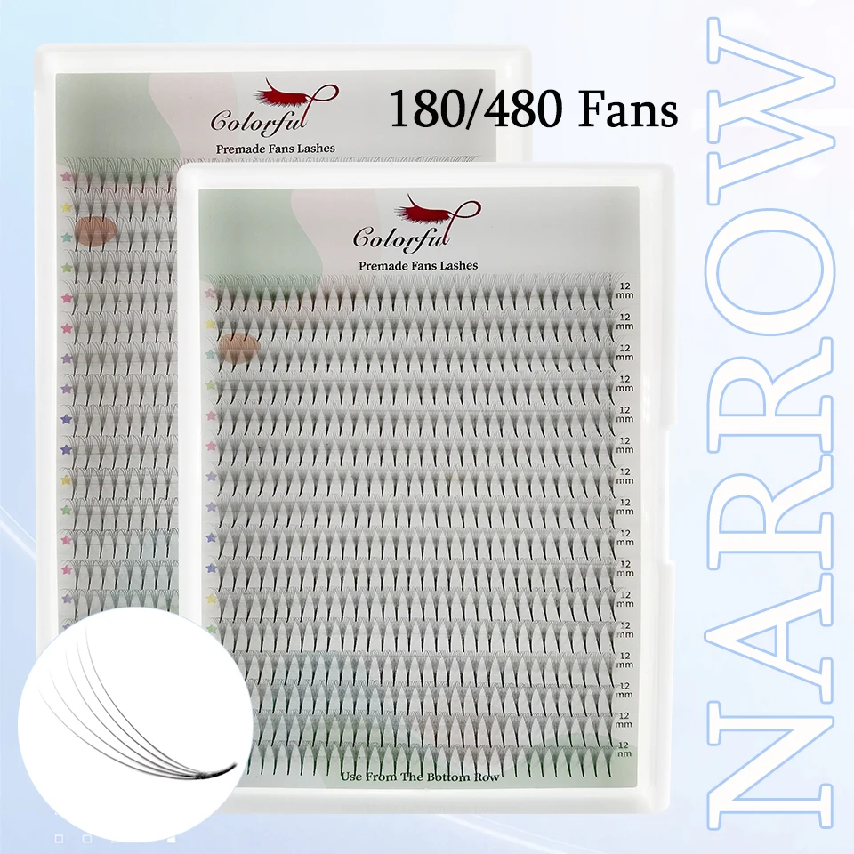 

180/480 Fans Narrow Premade Fans Lash Extensions Thin Pointy Base Russian Volume Eyelash Ultra Narrow Fans 5D 6D Faux Mink Lash