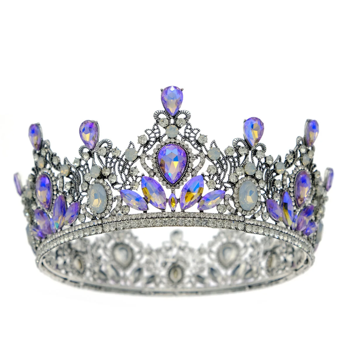 Miallo Luxury Shiny Elegant Purple Rhinestone Queen Tiara Crown Bridal Wedding Pageant Diadem Wedding Party Hair Accessories New