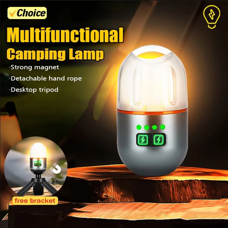 

KDULIT Portable LED Tumbler Camping Lantern USB Rechargeable Hanging Tent Flashlight Outdoor Emergency Warm Lamp with Magnetic