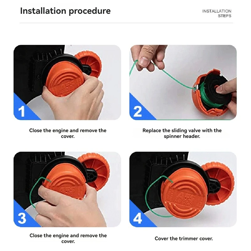 3PCS Trimmer Spool Line + 1PCS Cap SF-080-BKP/90583594 Replace For GH3000 LST540 LST540B GH3000R Lawn Mower Accessories