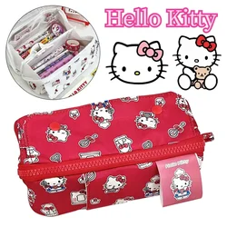 Sanrio Hello Kitty Cute Pencil Case Cartoon Portable Large Capacity Pen Bag Pouch School Supplies Girls Stationery Storage Bag