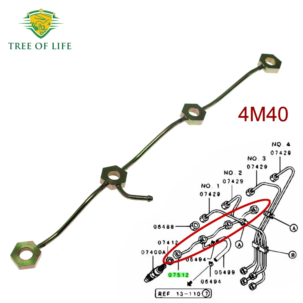 

4M40 Fuel Injection Leak-Off Pipe For Mitsubishi Pajero Montero V26 V36 V76 V26C V26W L200 K57T K67T K77T KB7T 2.8D ME200462