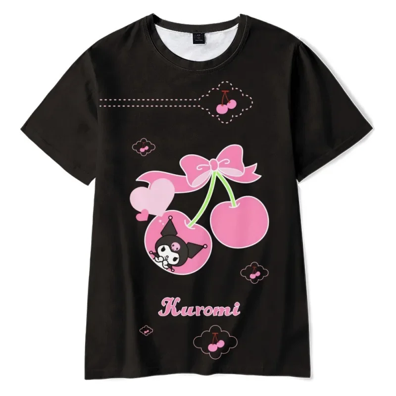 2024 Anime Cartoon Summer Kuromi T-shirt 3D Printing Cartoon Clothes Street Cute Children Girls Fashion T-shirt Casual Tops