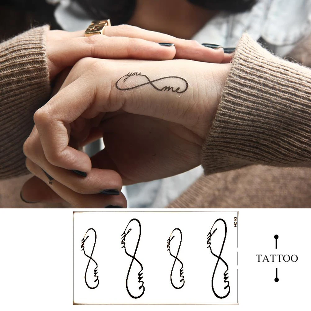 Body Arm Art Sticker Couple Fake Tattoo Kit Sleeve Tips Tools Love Infinity Symbol Waterproof Temporary Tattoos  Art Men Women