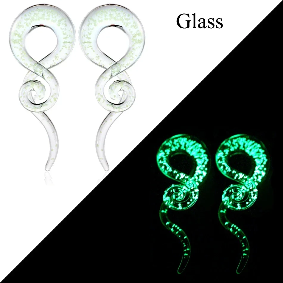 2pcs Multiple Styles Glow in the Dark Ear Tunnel Plugs Piercing Ear Taper Stretcher Kit Earring Gagues Expander Piercing Jewelry