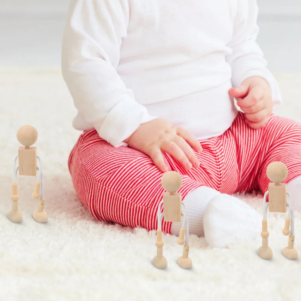 Unvollendete Peg-Puppen aus Holz, Cartoon-Spielzeug, Roboter für Kinder, DIY-Zubehör, Figur, Dekor, Kleinkind