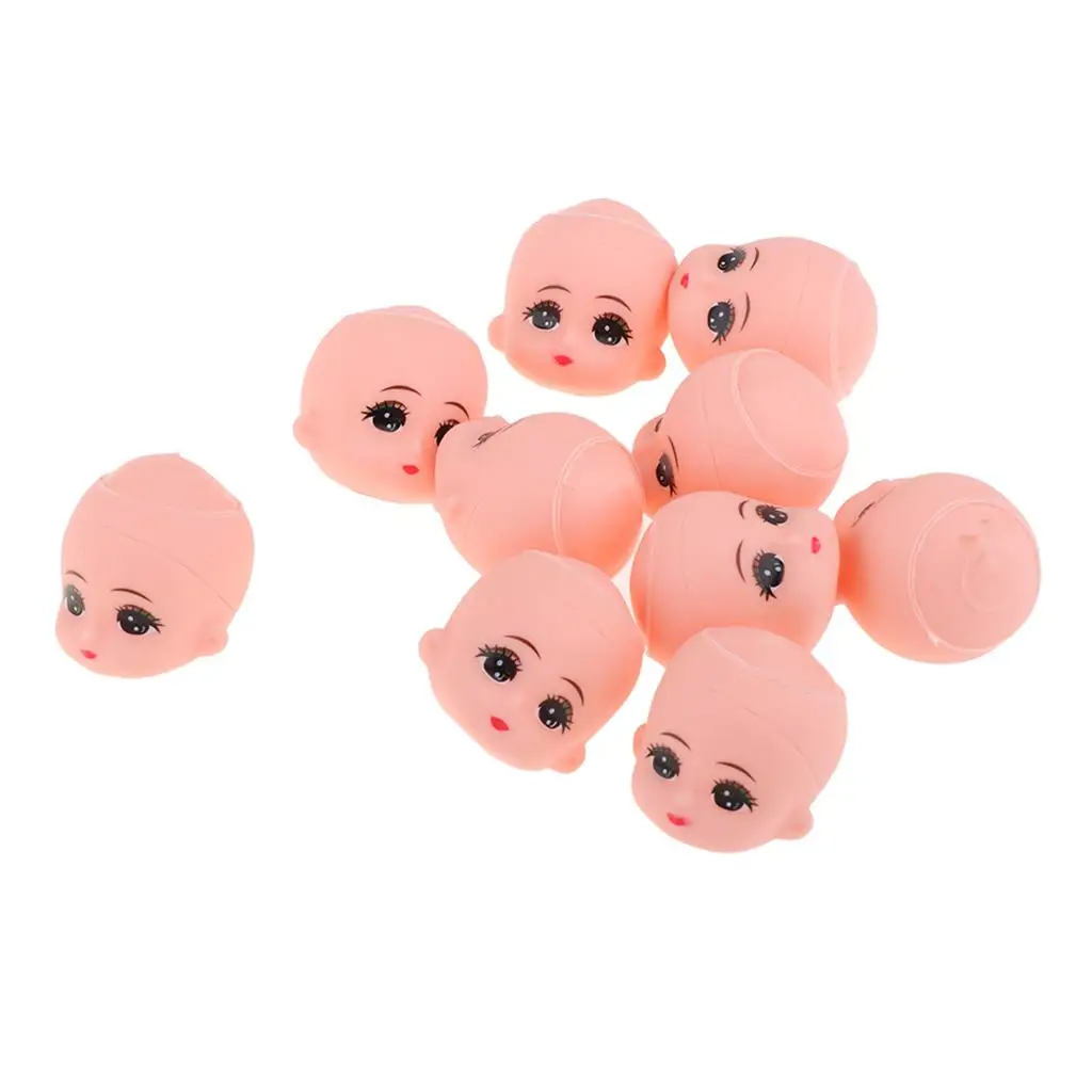 10 Uds cabeza de ojos grandes cabeza calva esculpida para Mini llavero muñeca personalizada