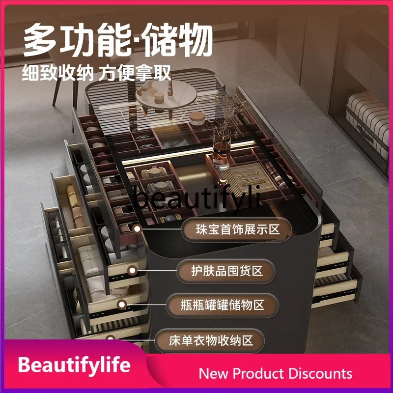 xqqCloakroom الجزيرة الوسطى غرفة نوم خزانة التخزين المنزلية الطابق جزيرة منصة مجوهرات خزانة أرضية #1