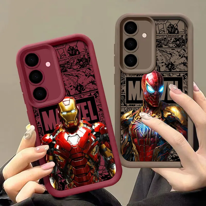 Marvel Ironman Spiderman S26 Ultra Case For Samsung Galaxy S26 S25 S24 S22 S23 Ultra S21 Plus S20 S25 FE Camera Protection Cover