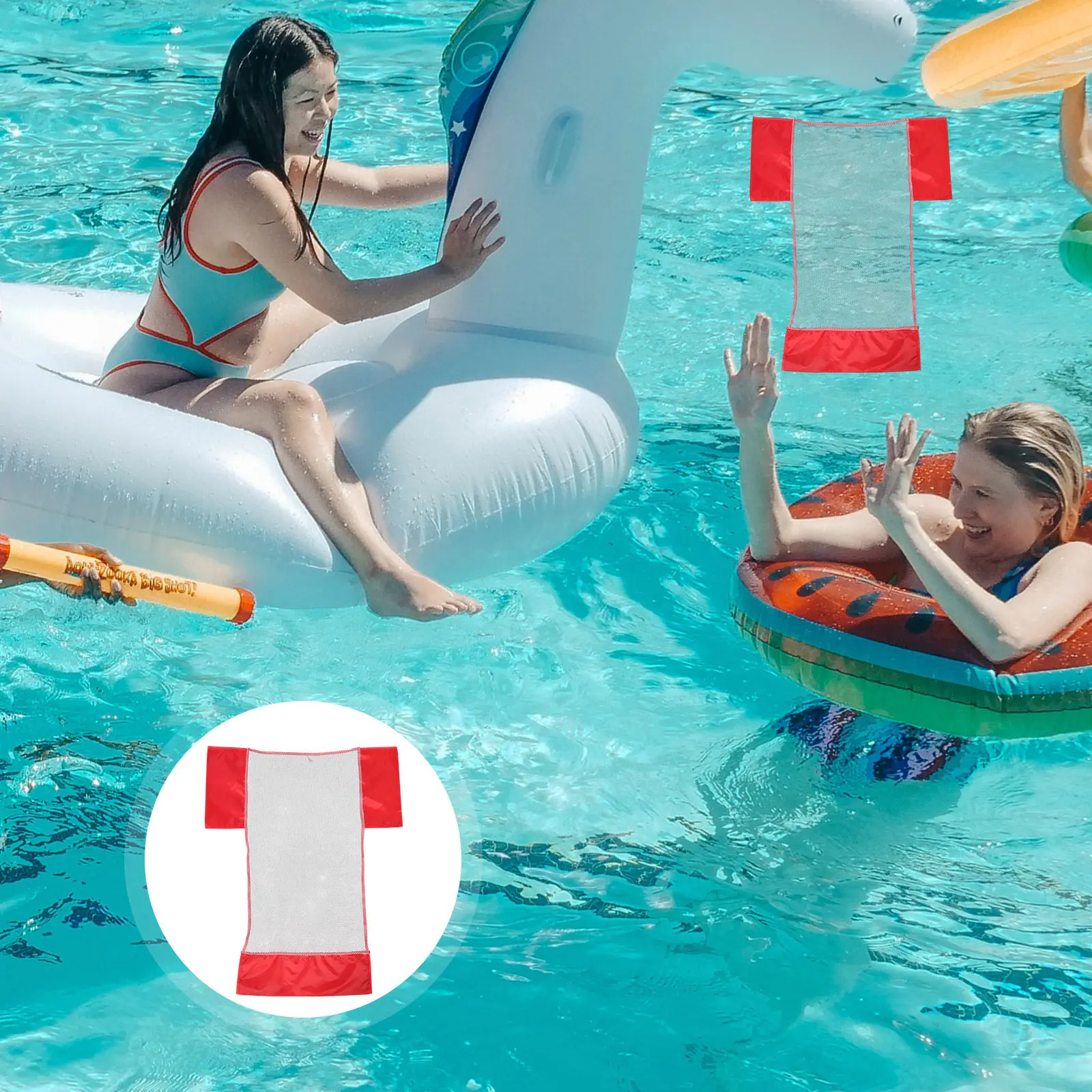 2Pcs Comfortable Swim Float Net Pool Chair Mesh for Relaxing on Water Sunbathing Cool Summer Fun Ergonomic Support Pool