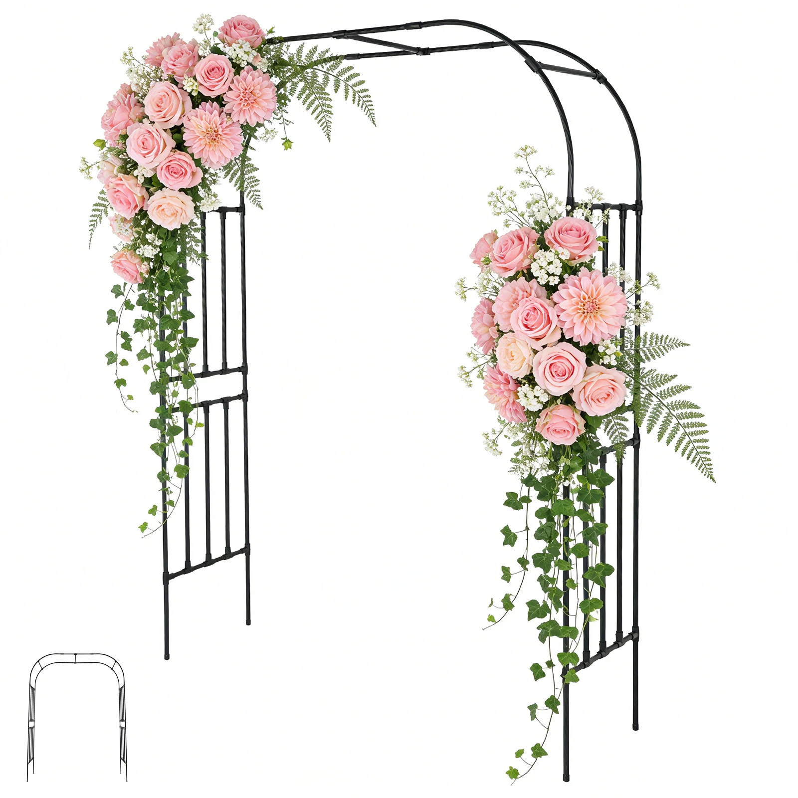 7.87ft Metal Pergola Arbor for Climbing Plants Garden Arch Metal Trellis for Flower Vines Wedding Bridal Party Decoration