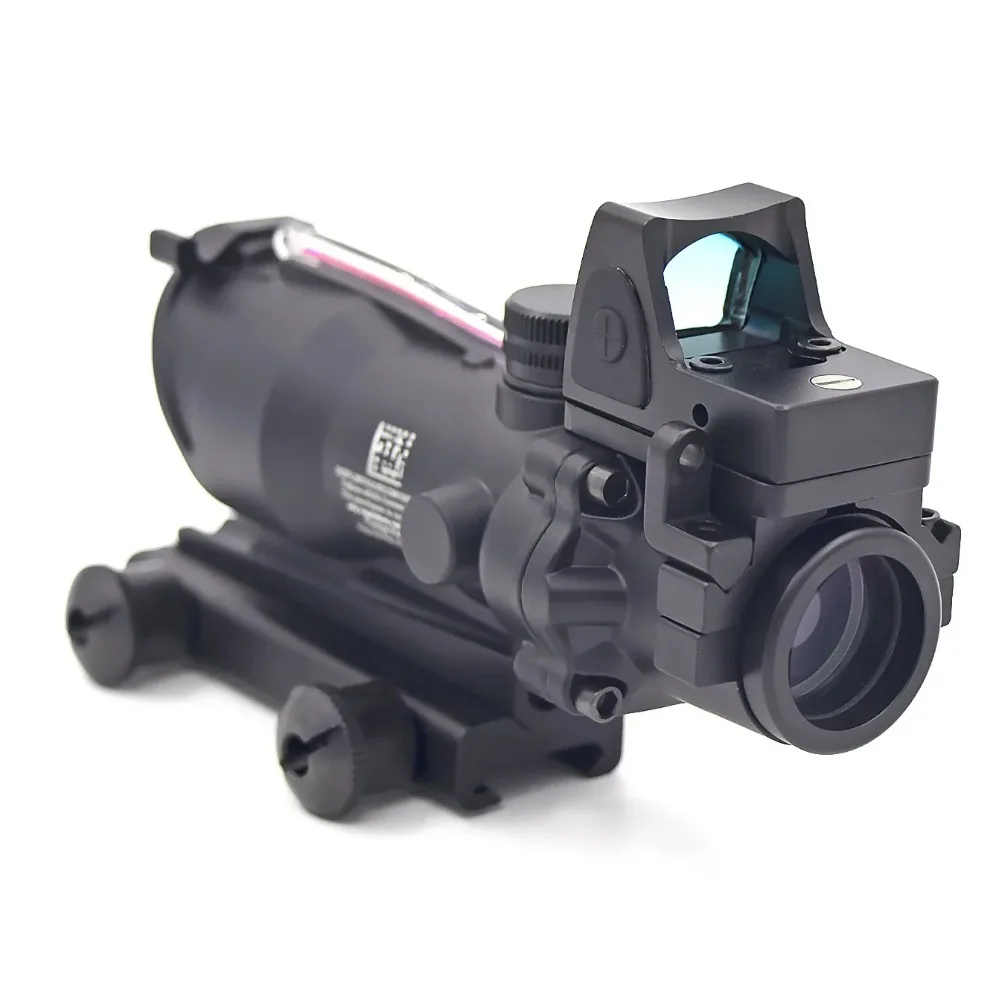 

4X32 with RMR Riflescope Real Fiber Optics Red Dot Illuminated Chevron Glass Etched Reticle Tactical Optical Scope Hunting Sight