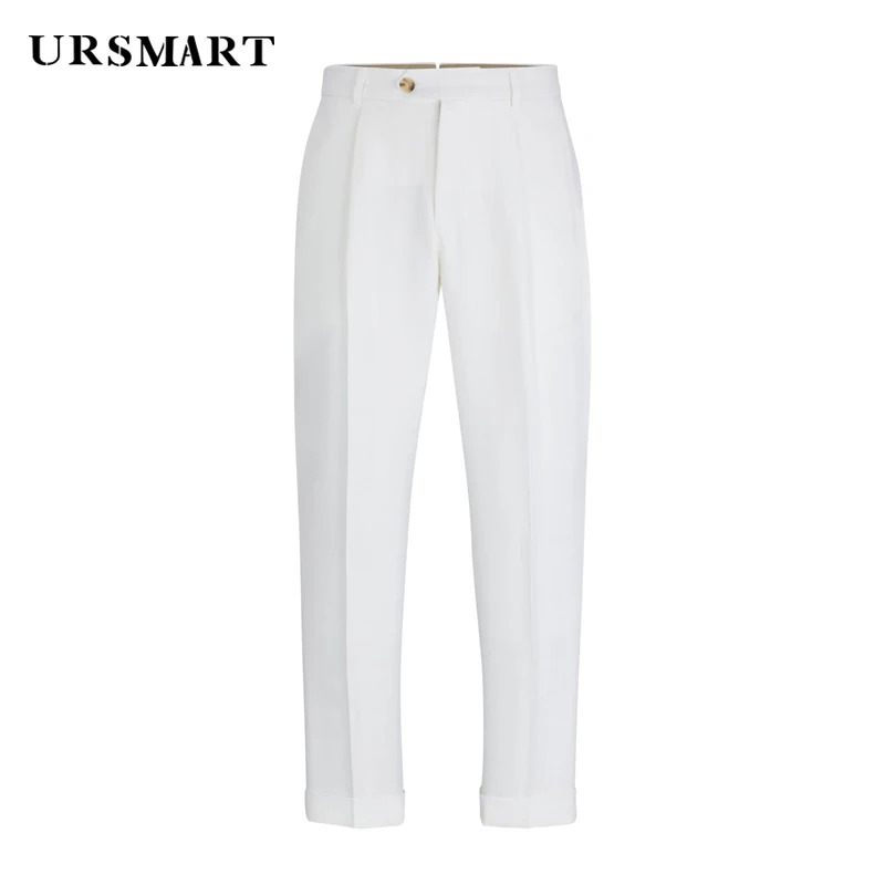 Classic White Men's Pants 2024 Spring and Autumn New Product British Fashion Elegant Style Customized Pants for Men