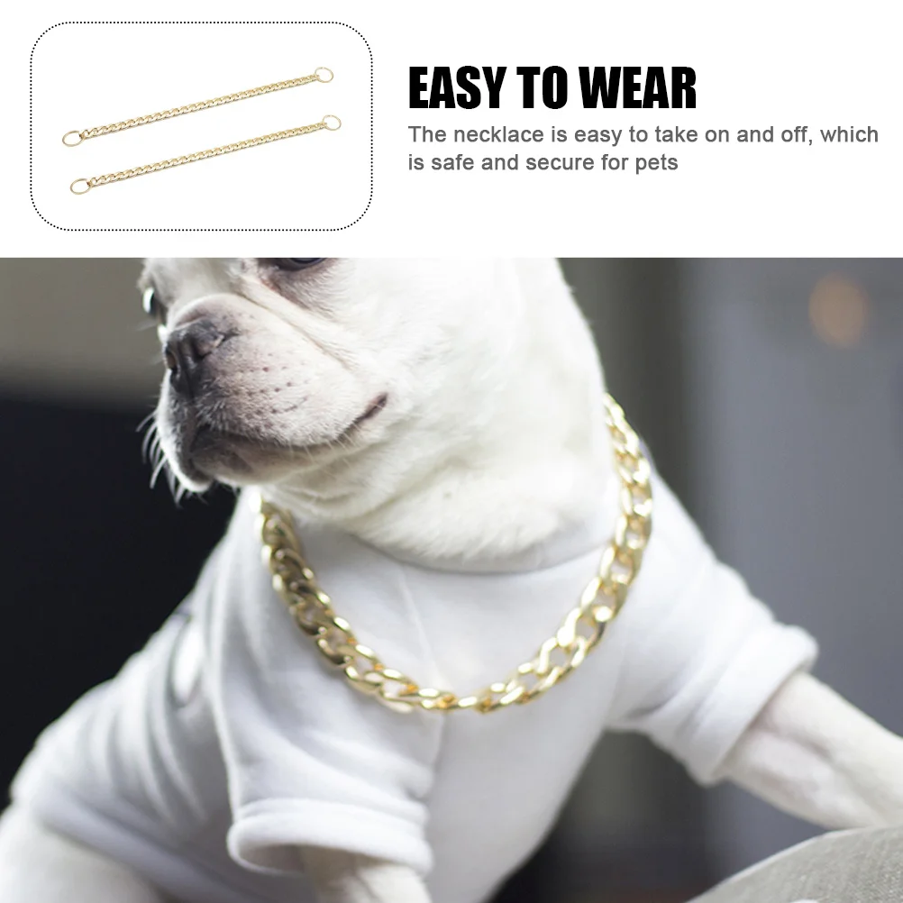 

2Pcs Dog Neck Chain Ornament Stylish Collar Metal Pet Chain Durable Decorative Neck Necklace for Daily Gathering