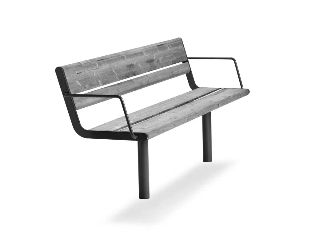 & Modern European Solid Wood Bench With Galvanized Steel for Outdoor Dining Parks Gardens Malls Patios