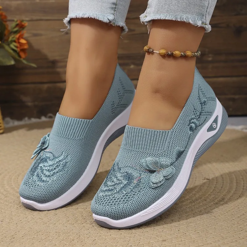 Women's Lightweight Durable Knit Sneakers Microfiber Breathable Spring Summer Fashion Outdoor Daily Commute Casual Walking Shoes